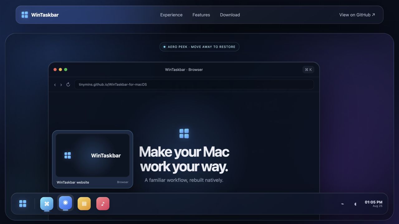 Aero Peek isolating a selected macOS window